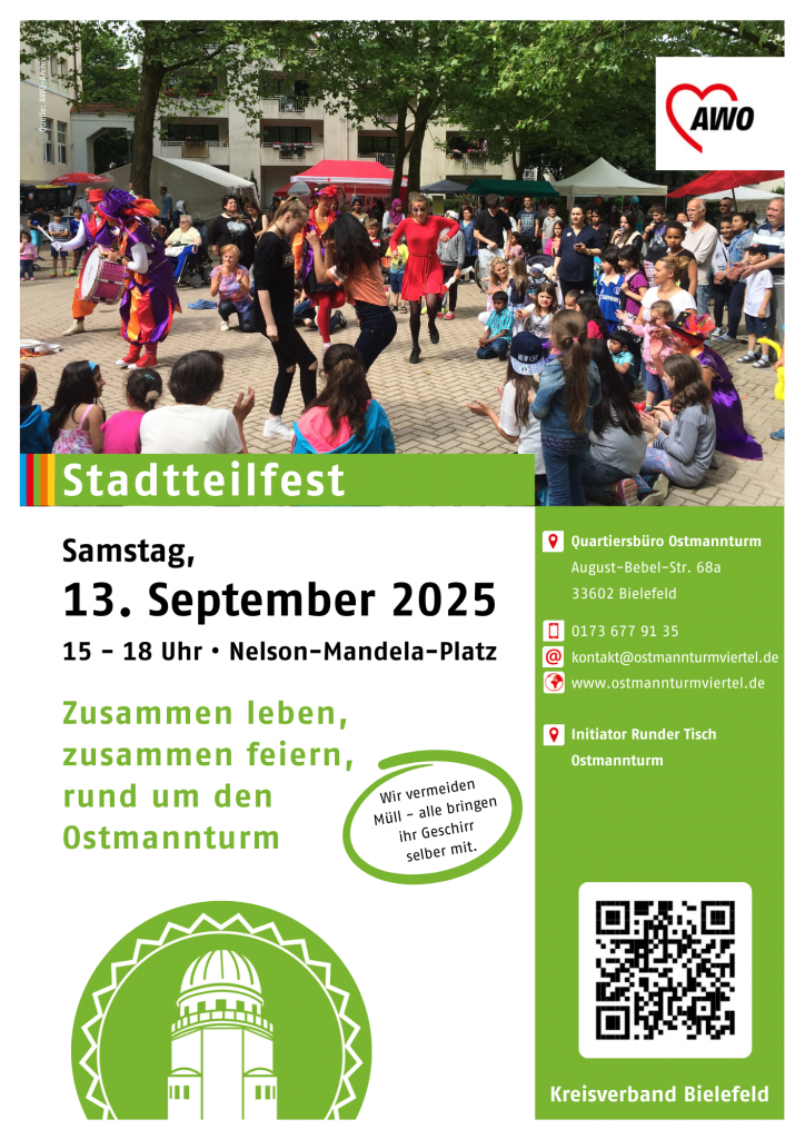 "Stadtteilfest am 13.09.25, 15–18 Uhr, Nelson-Mandela-Platz – gemeinsam feiern im Viertel!"
